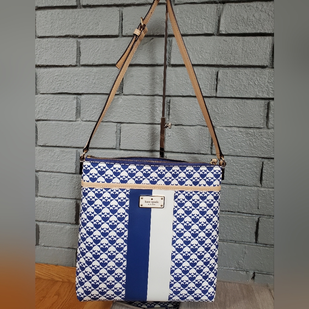 Kate Spade Blue and White Crossbody Bag